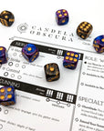 Candela Obscura Dice Set | Gilded Amethyst - Mint & Mustard