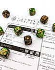 Candela Obscura Dice Set | Gilded Emerald - Mint & Mustard