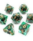 Dragon Eye Green | Premium Liquid Core Dice Set - Mint & Mustard