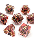 Dragon Eye Red | Premium Liquid Core Dice Set - Mint & Mustard