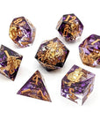 Raven Queen | Premium Sharp Edge Dice Set - Mint & Mustard