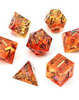 Web of Fire | Premium Sharp Edge Dice Set - Mint & Mustard