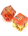 Web of Fire | Premium Sharp Edge Dice Set - Mint & Mustard