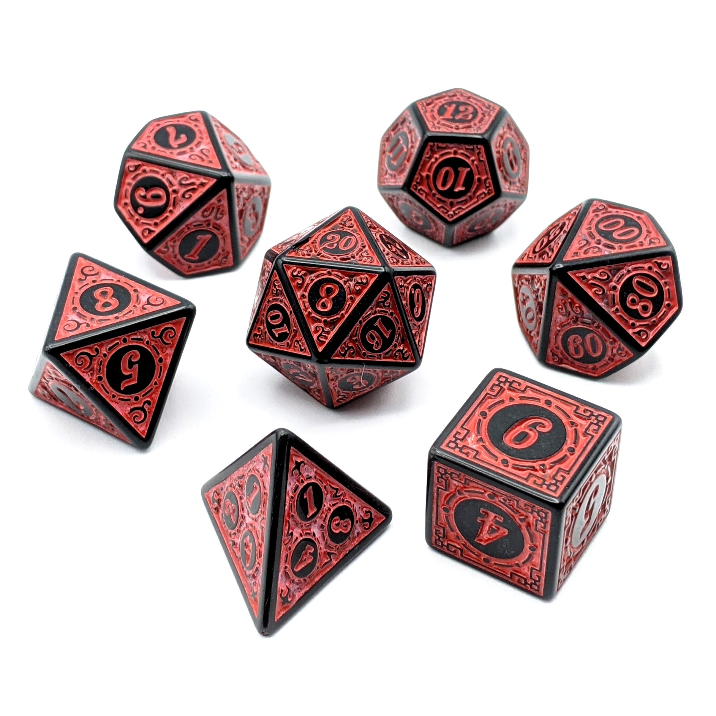 Opaque Polyhedral DnD Dice Set - Red