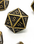 Aged Bronze Metal Dice Set - Mint & Mustard