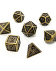 Aged Bronze Metal Dice Set - Mint & Mustard