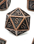 Aged Copper Metal Dice Set - Mint & Mustard