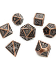 Aged Copper Metal Dice Set - Mint & Mustard