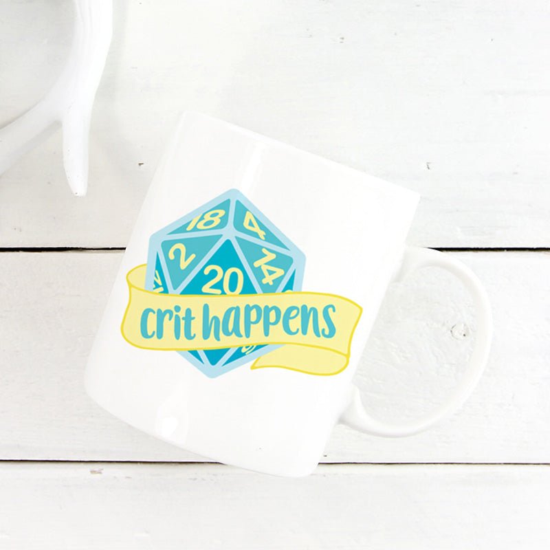Crit Happens Dice Mug - Mint & Mustard