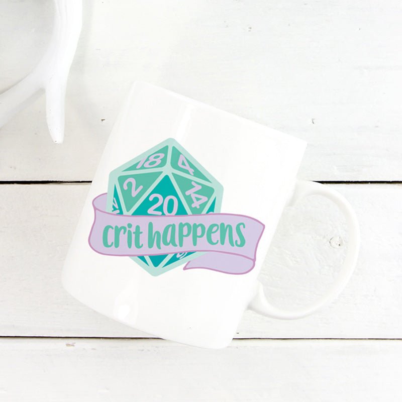 Crit Happens Dice Mug - Mint & Mustard