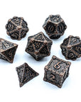 Crypt Metal Dice Set | Aged Copper - Mint & Mustard