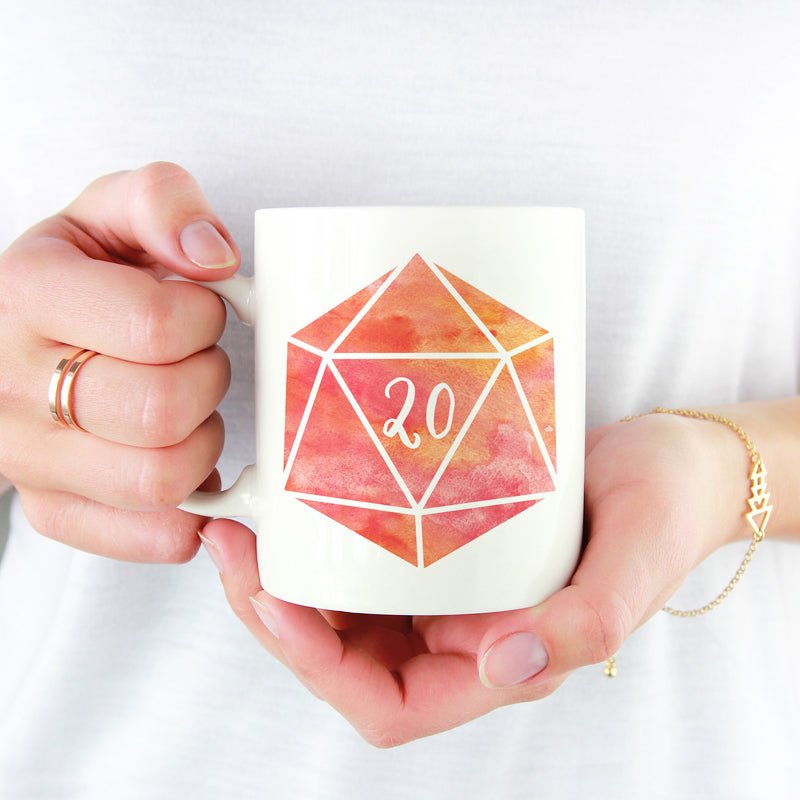 D20 Watercolour Mug - Mint & Mustard