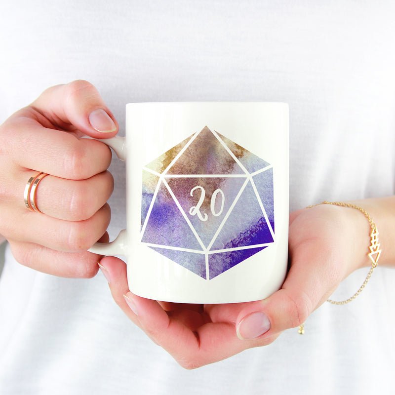 D20 Watercolour Mug - Mint & Mustard