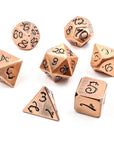 Dragon Forged Metal Dice | Brushed Copper - Mint & Mustard