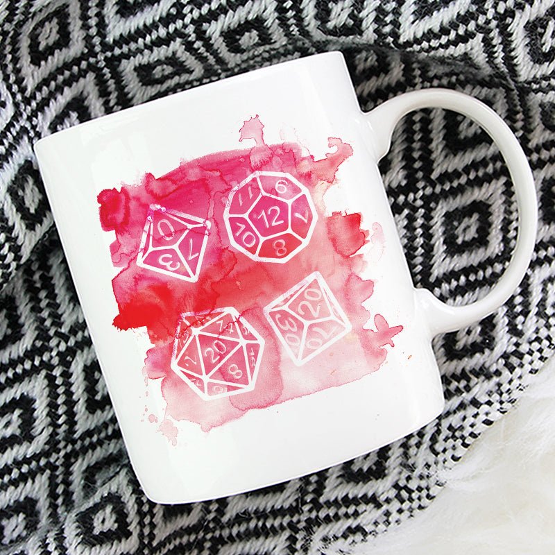 Polyhedral Dice Mug - Mint & Mustard