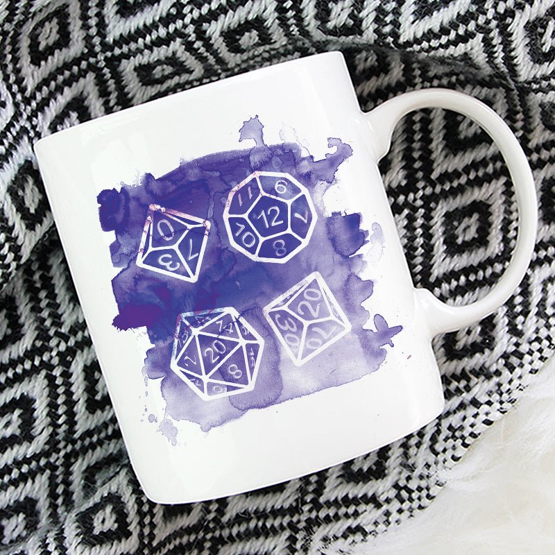 Polyhedral Dice Mug - Mint & Mustard