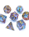 Rainbow Riches | Semi - Sharp Edged Dice Set - Mint & Mustard