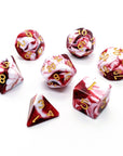 Red Marble | Dice Set - Mint & Mustard