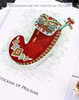 Stocking of Holding Christmas Card - Mint & Mustard