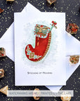 Stocking of Holding Christmas Card - Mint & Mustard