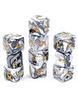 White Marble | D6 Dice Set - Mint & Mustard