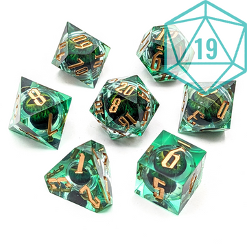 NATURAL 19 - Dragon Eye Green | Premium Liquid Core Dice Set