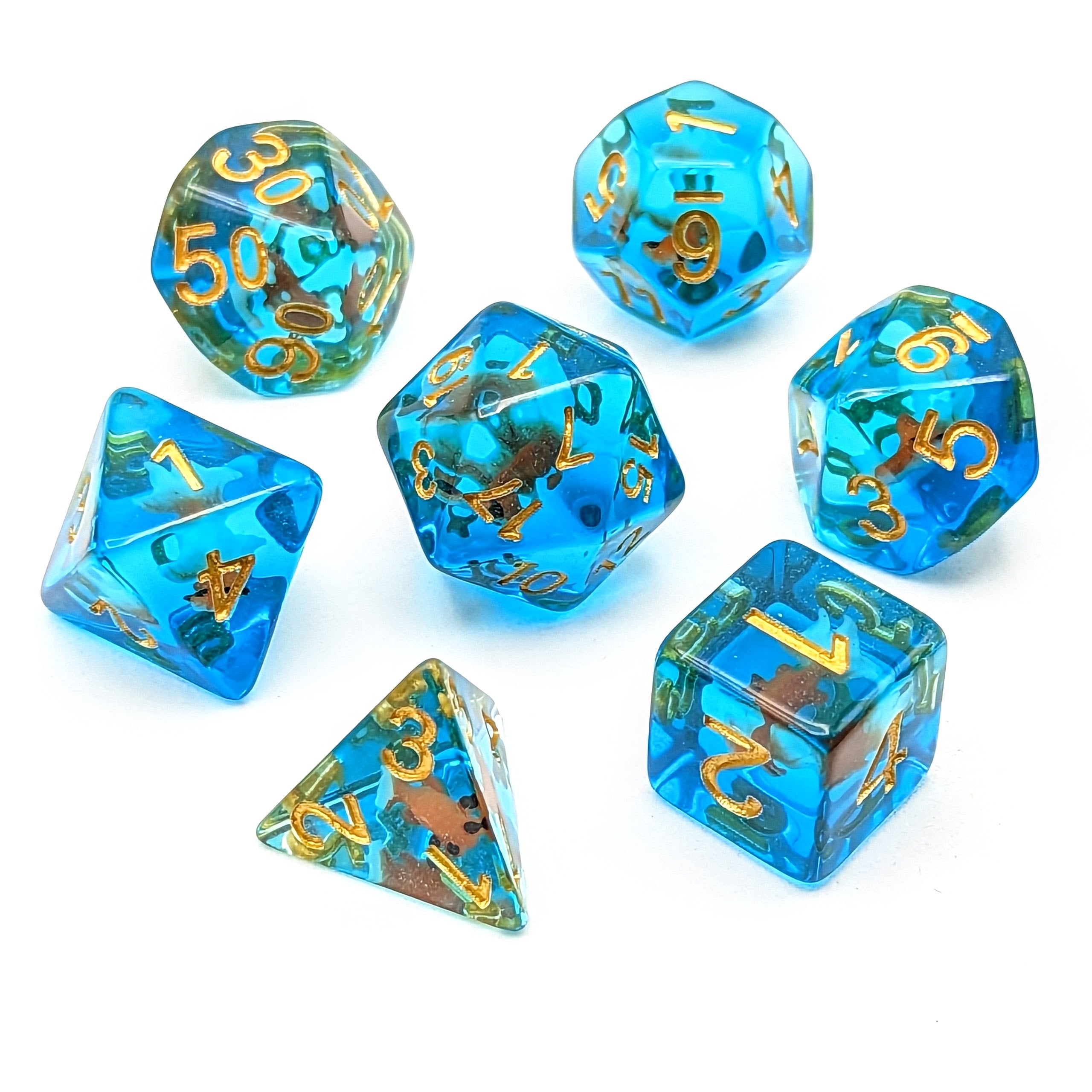 Goldfish Keyleth | Dice Set – Mint & Mustard