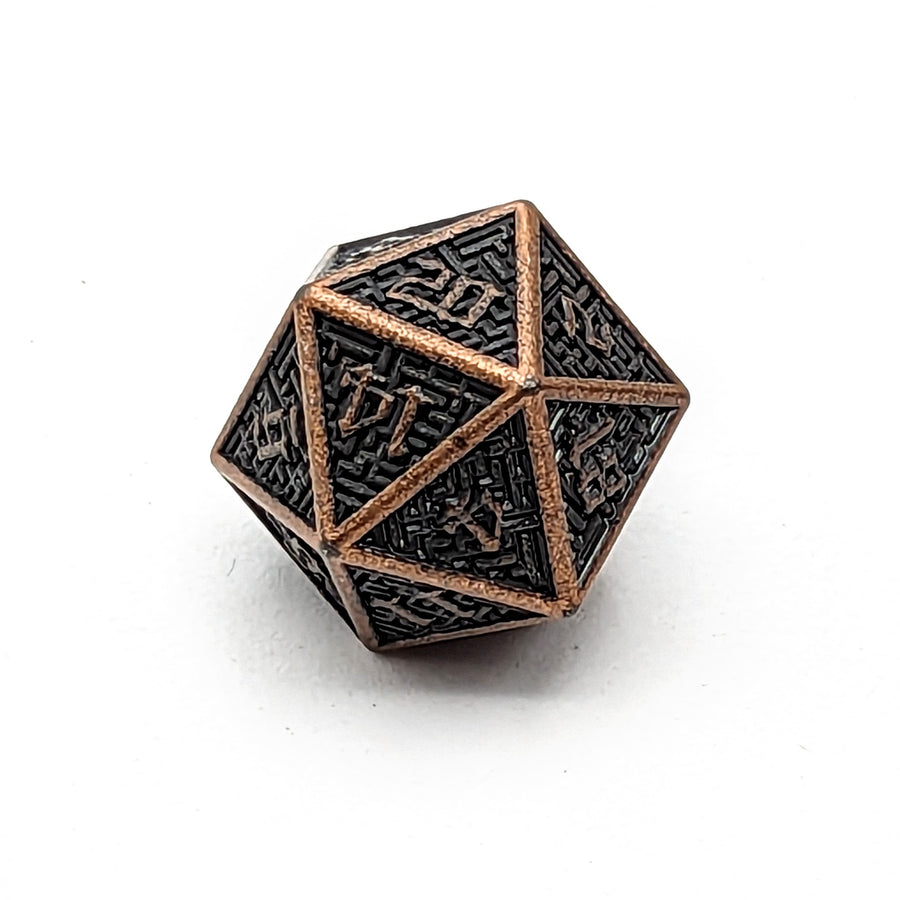 Labyrinth Copper | Metal Dice Set