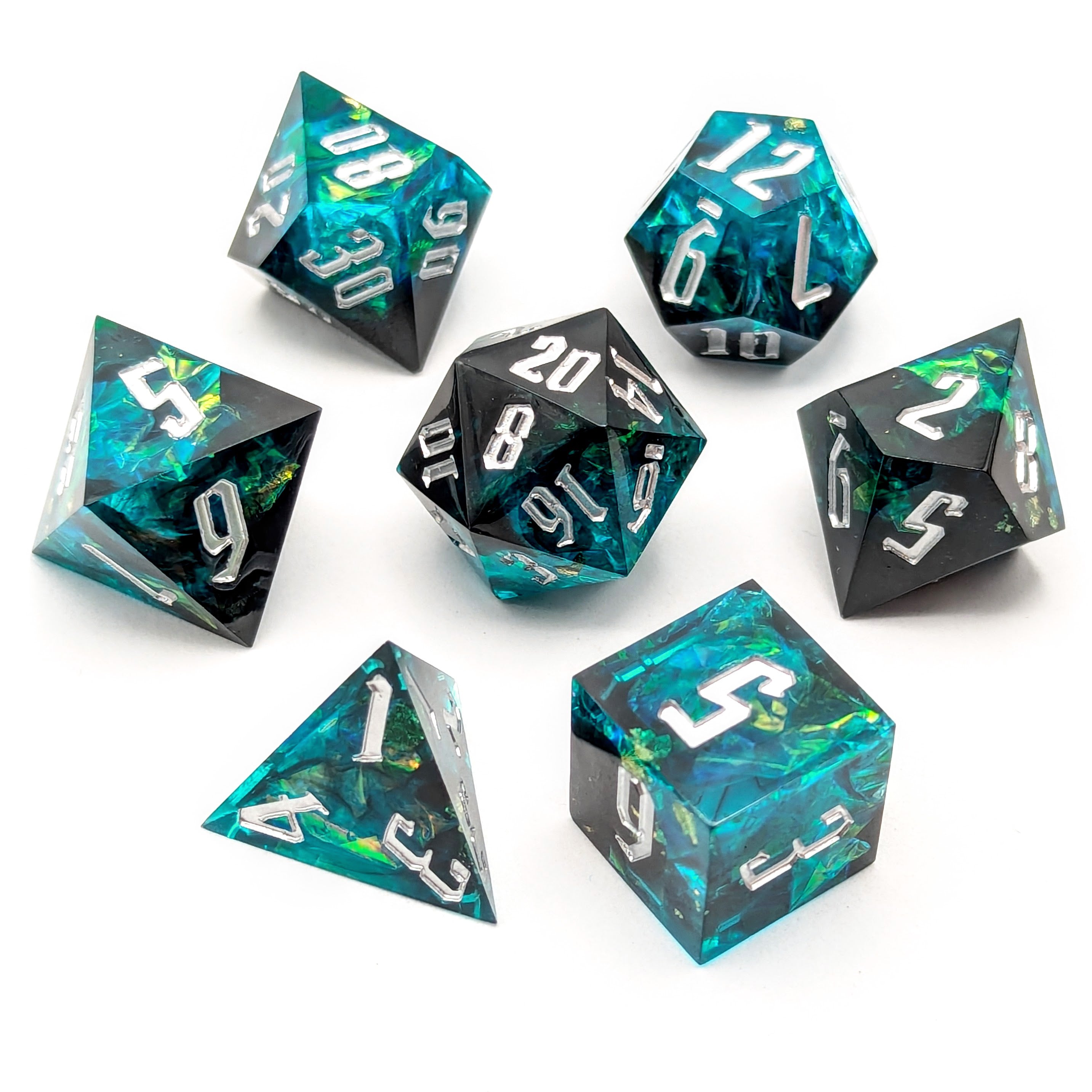 Darkvision | Premium Sharp Edge Dice Set – Mint & Mustard Darkvision | Premium Sharp Edge Dice Set – Mint & Mustard
