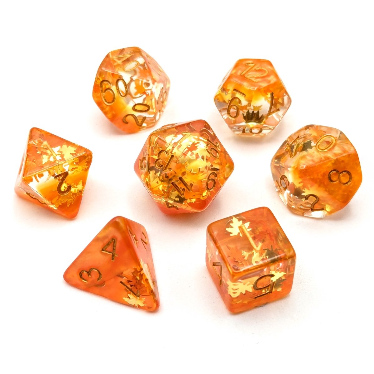 Autumn Leaves | Dice Set - Mint & Mustard