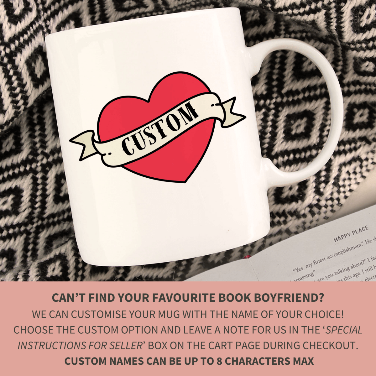 Book Boyfriend Mug - Mint &amp; Mustard