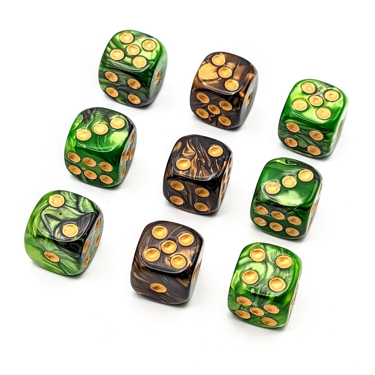 Candela Obscura Dice Set | Gilded Emerald - Mint &amp; Mustard