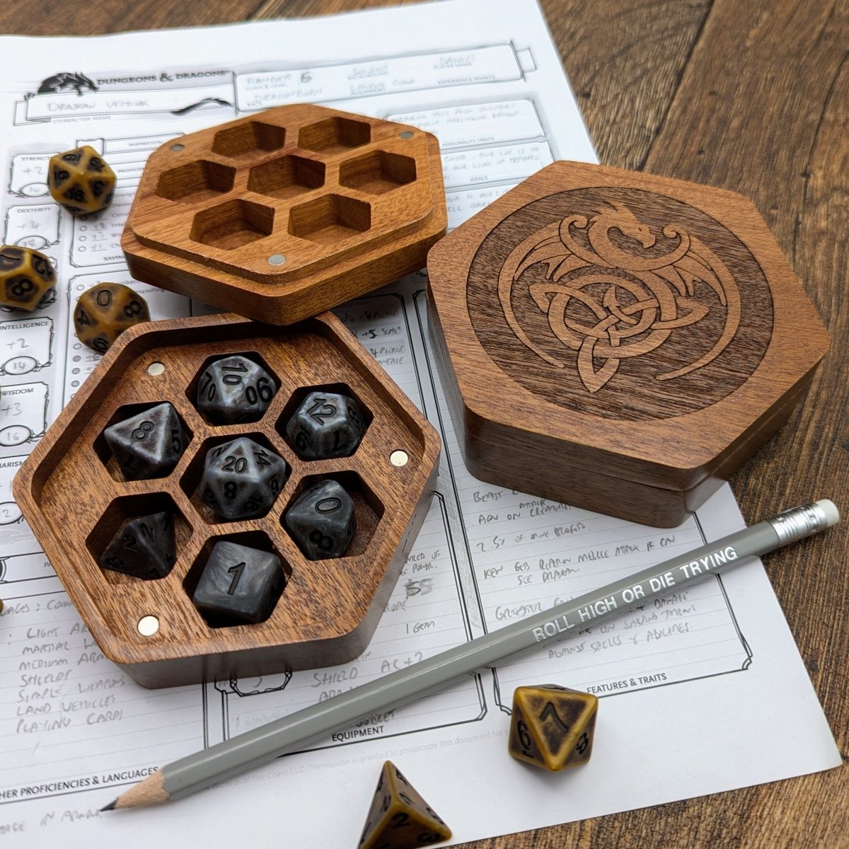 Dice Box | Celtic Dragon - Mint & Mustard