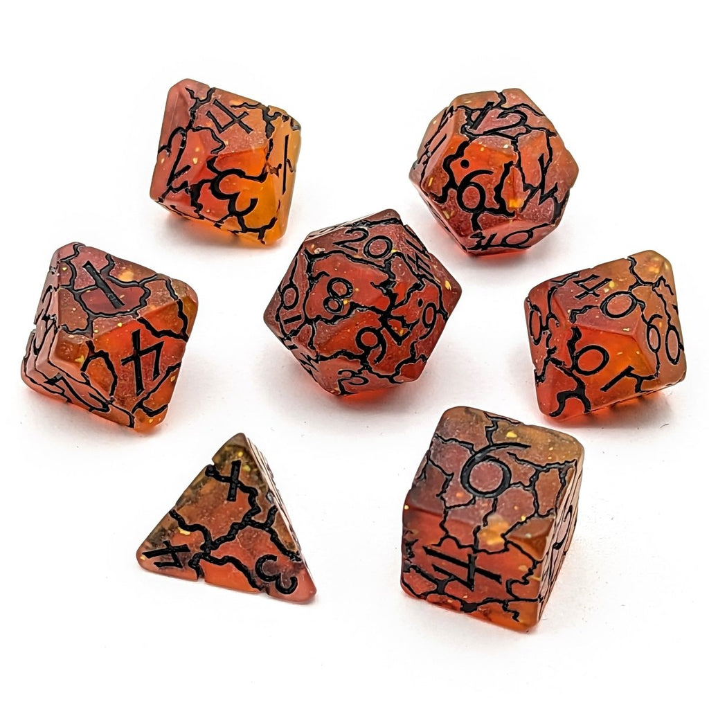 Fractured Lava | Matte Dice Set - Mint & Mustard
