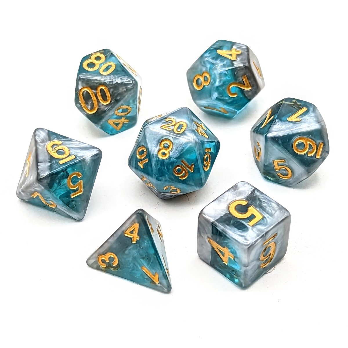 Frozen Lake | Dice Set - Mint & Mustard
