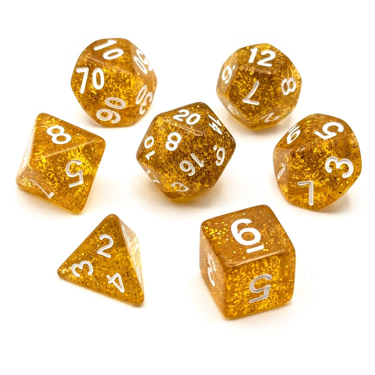 Gold Sparkle | Dice Set - Mint & Mustard