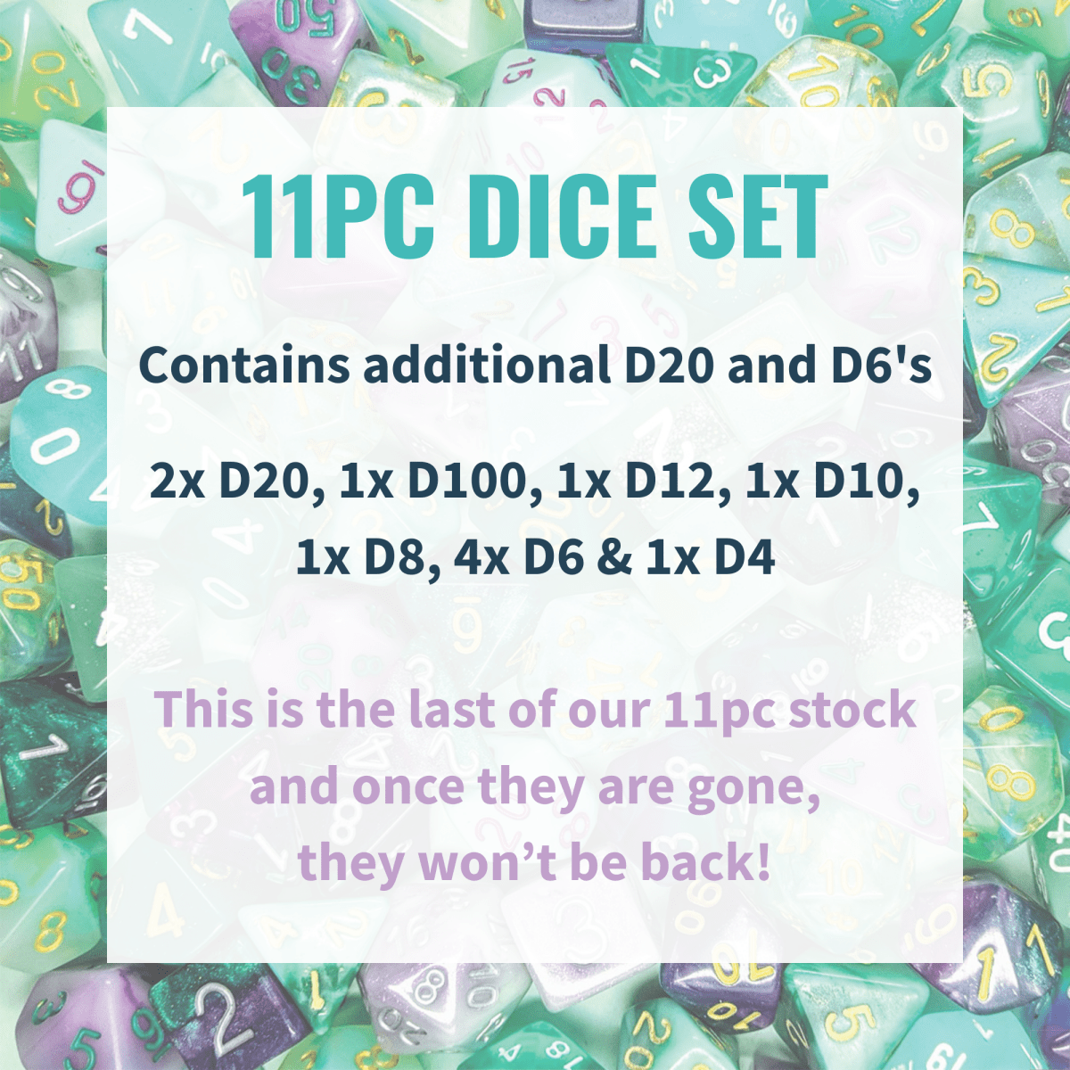 Mystery 11pc Dice Set - Mint & Mustard