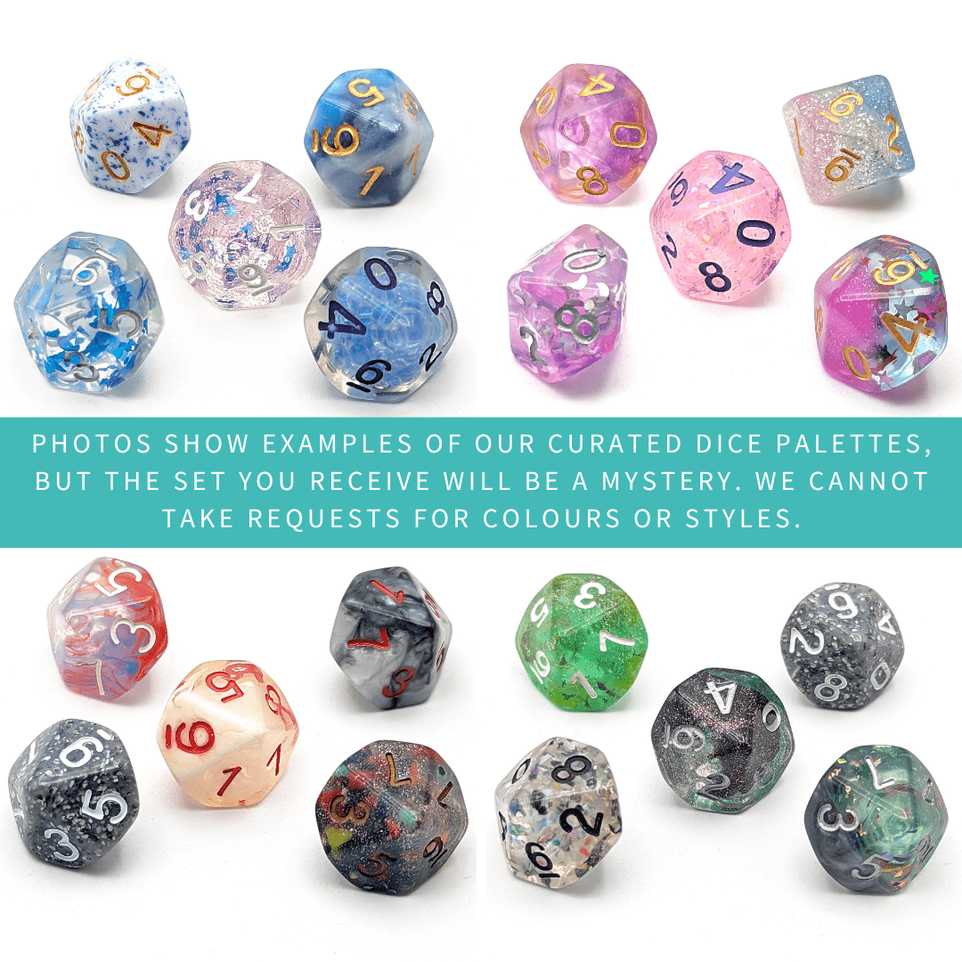 Mystery D10 Dice Palette | Mixed set of 5 - Mint & Mustard