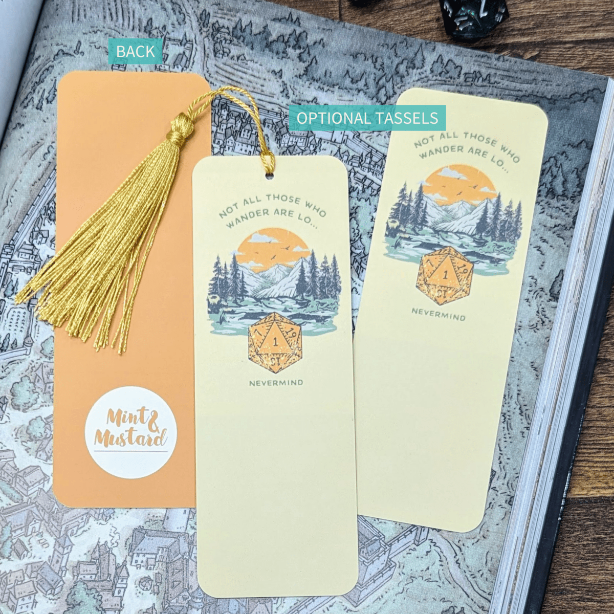 NATURAL 19 - Survival Check Critical Failure Bookmark - Mint & Mustard