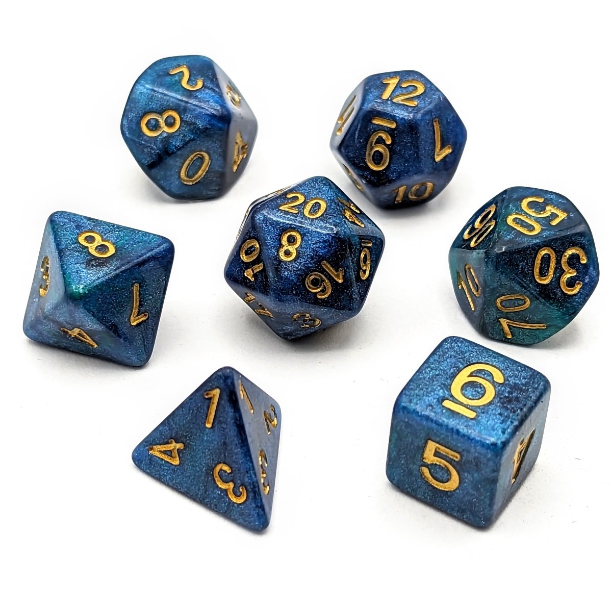 Nebula Blue | Dice Set - Mint & Mustard