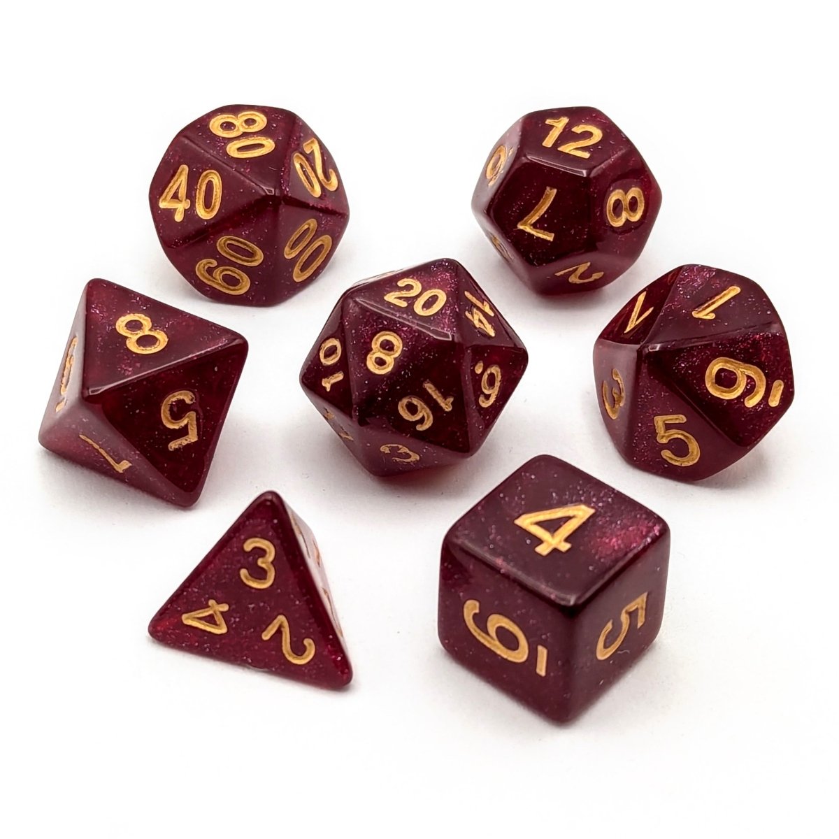 Plum Wine | Dice Set - Mint & Mustard