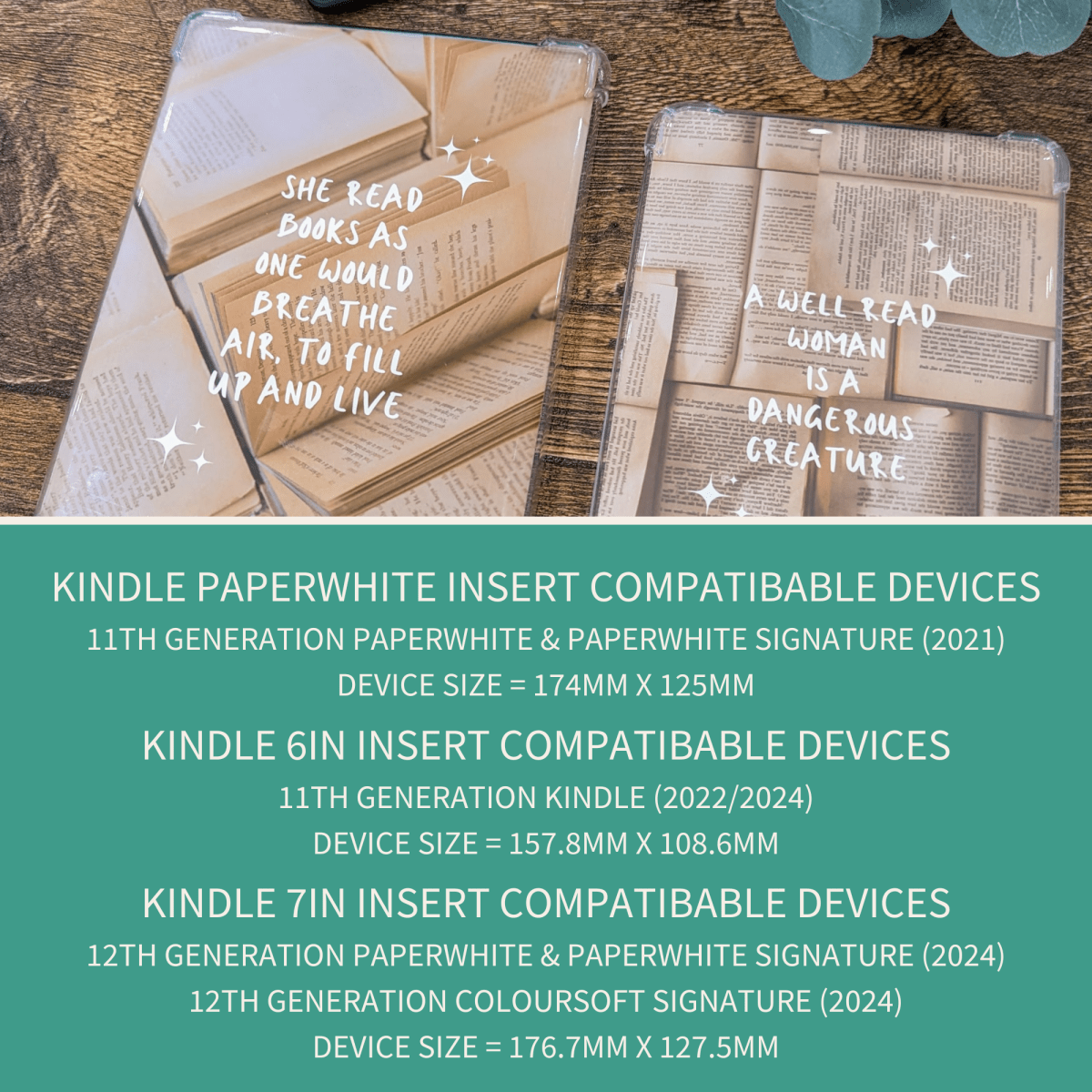 Romance Reader | Kindle Inserts - Mint &amp; Mustard