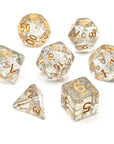 Silver Sparkle | Dice Set - Mint & Mustard