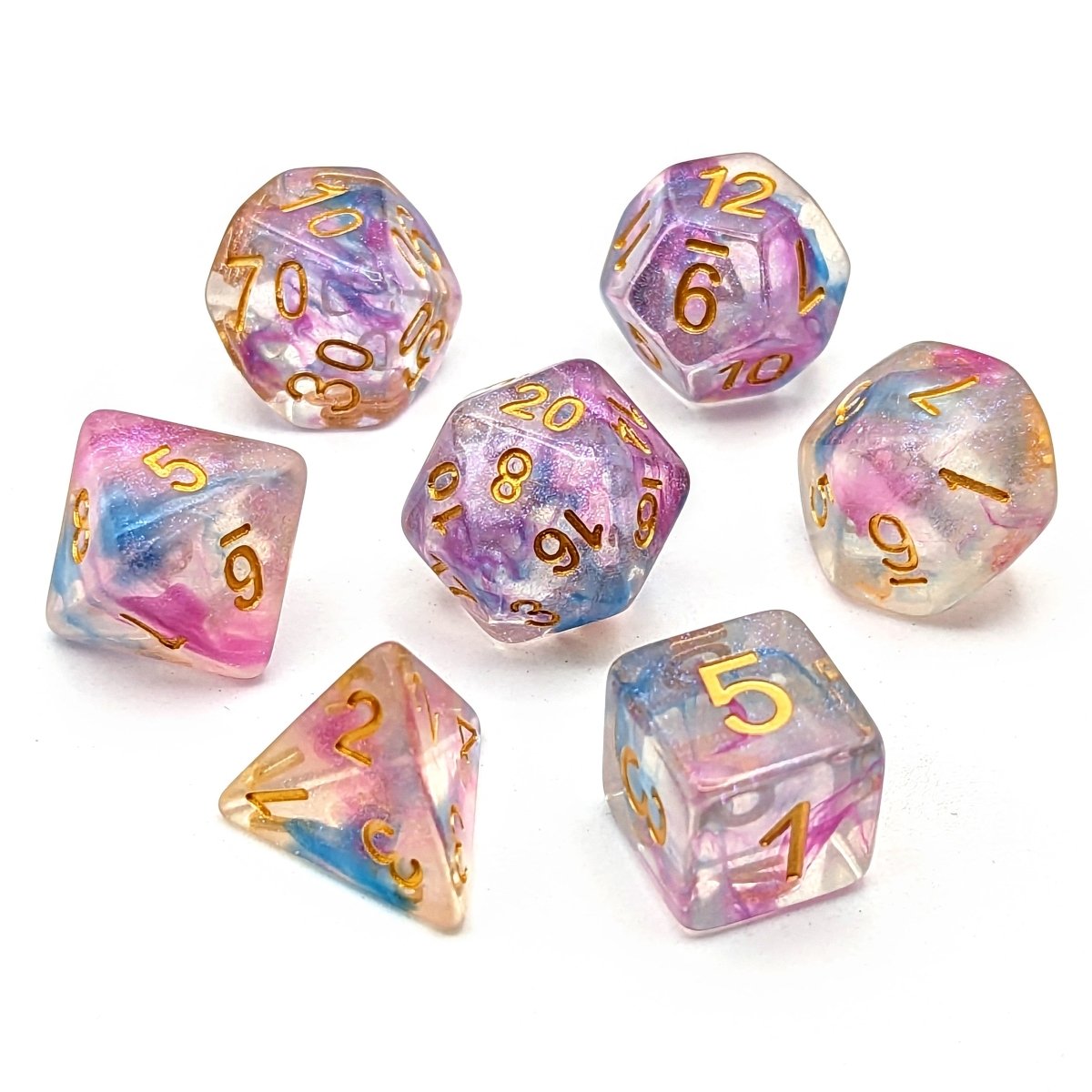 Violet Storm | Dice Set - Mint & Mustard
