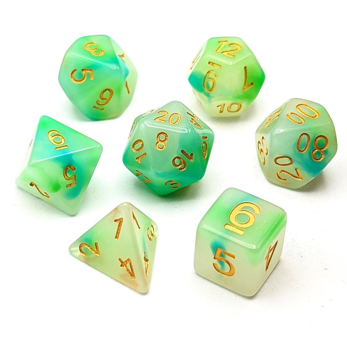 Water Opal | Dice Set - Mint & Mustard