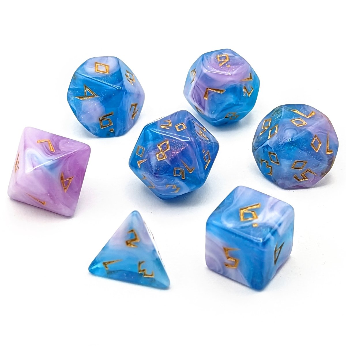 Water Rune | Dice Set - Mint & Mustard