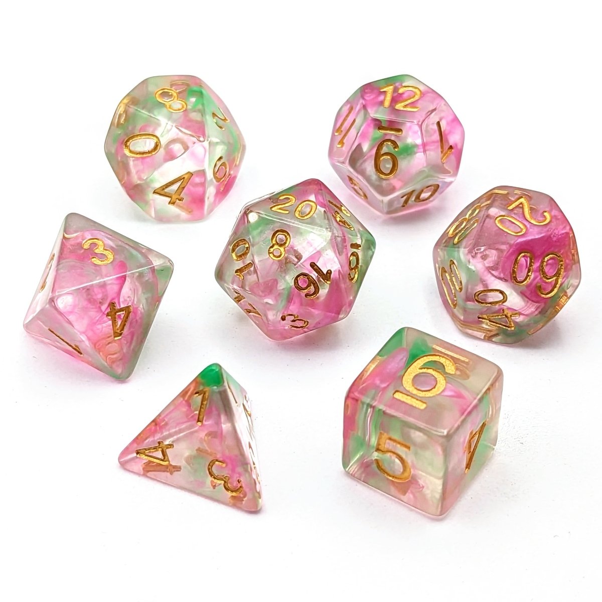 Wisp Rose | Dice Set - Mint & Mustard