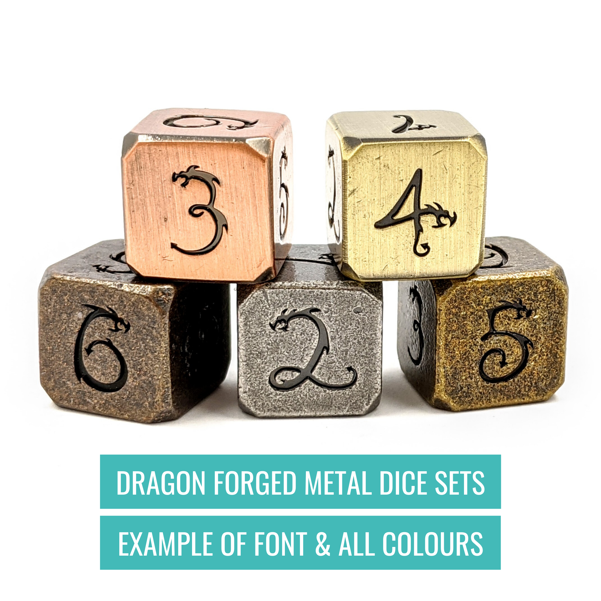 Dragon Forged Metal Dice | Aged Copper