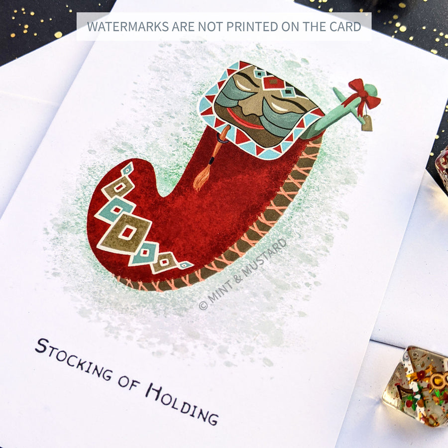 Stocking of Holding Christmas Card