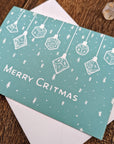Baubles Christmas Card - Mint & Mustard